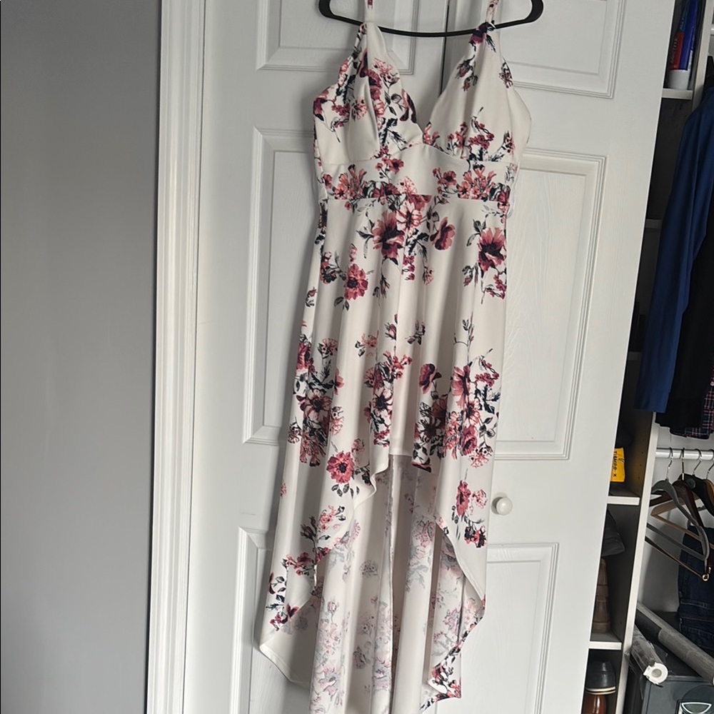 Speechless White Cream Asymmetrical Sundress Halter Sleeveless Wedding Guest